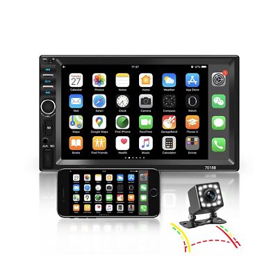 Nhopeew Double Din Car Stereo with Bluetooth and Backup Camera 7 Inch Touch S...