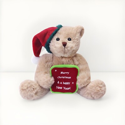 Plush Teddy Bear Toy, 30cm/11.7"Santa Hat,board in hand upside down 