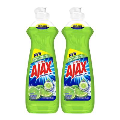 Ajax Ultra Vinegar + Lime Dish Liquid, 14 oz. (414ml) (Pack of 2)