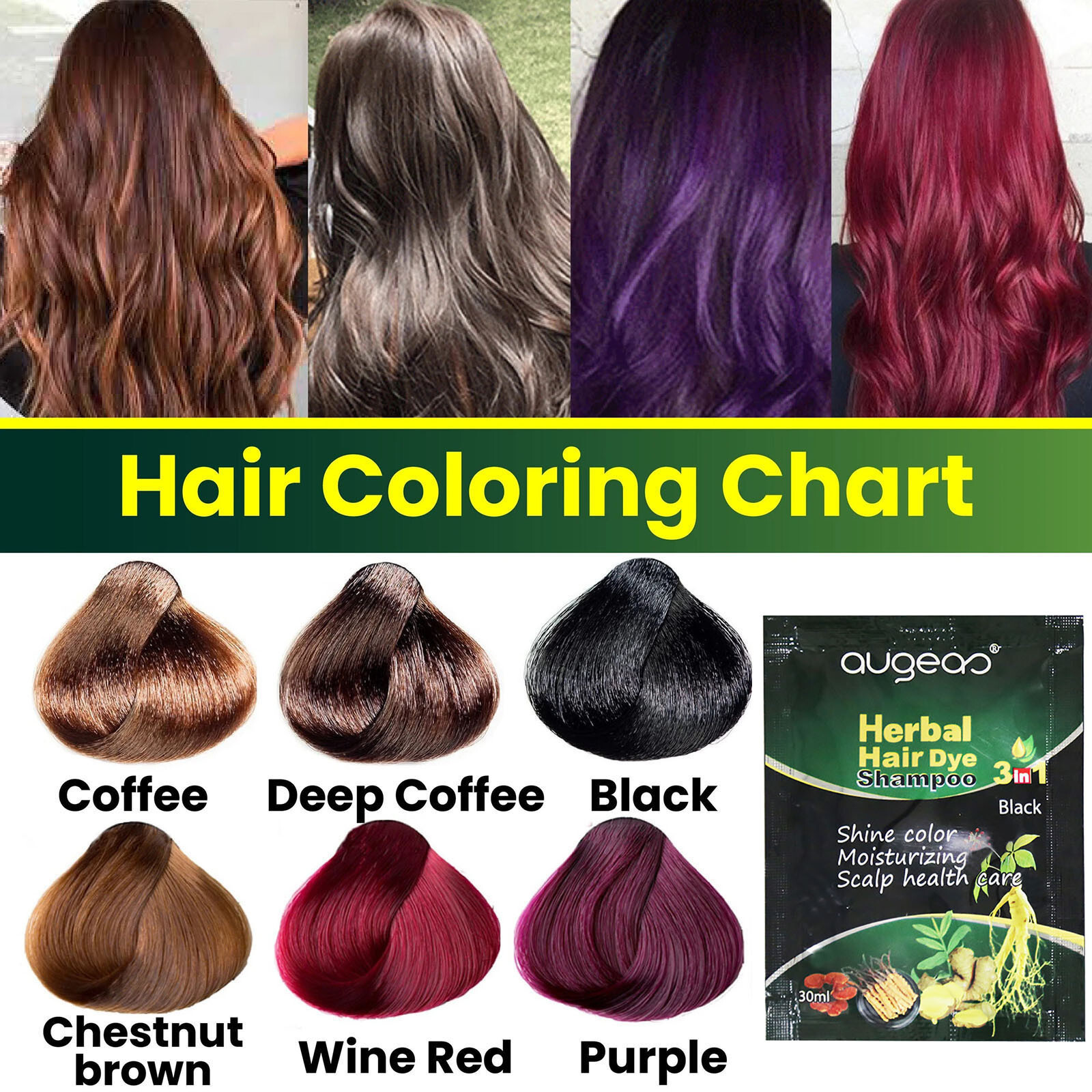 10 Mins Herbal Hair Darkening Shampoo Hotsale Control Frizz 30ml 