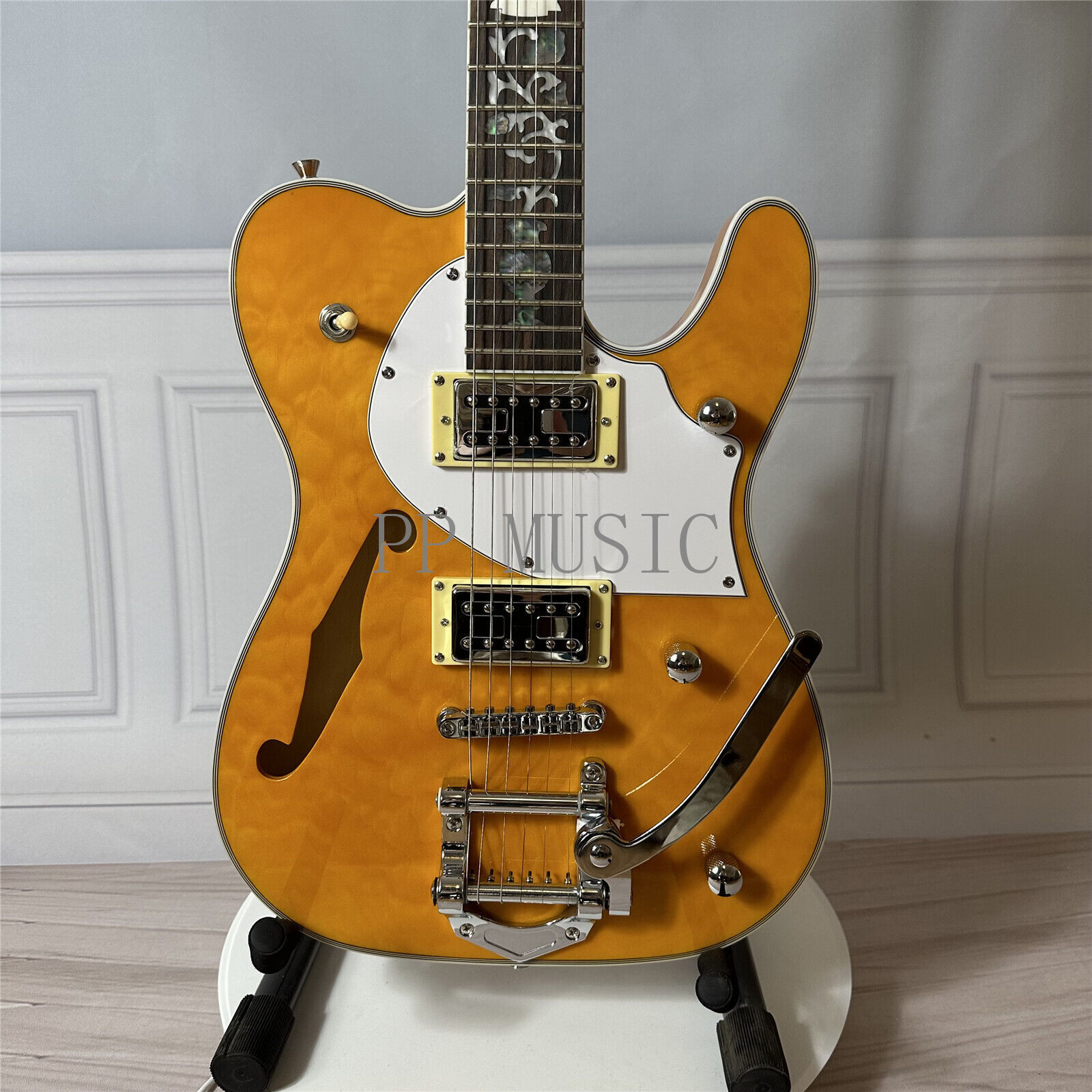 Zuwei Semi Hollow F Hole TL Style Electric Guitar Quilted