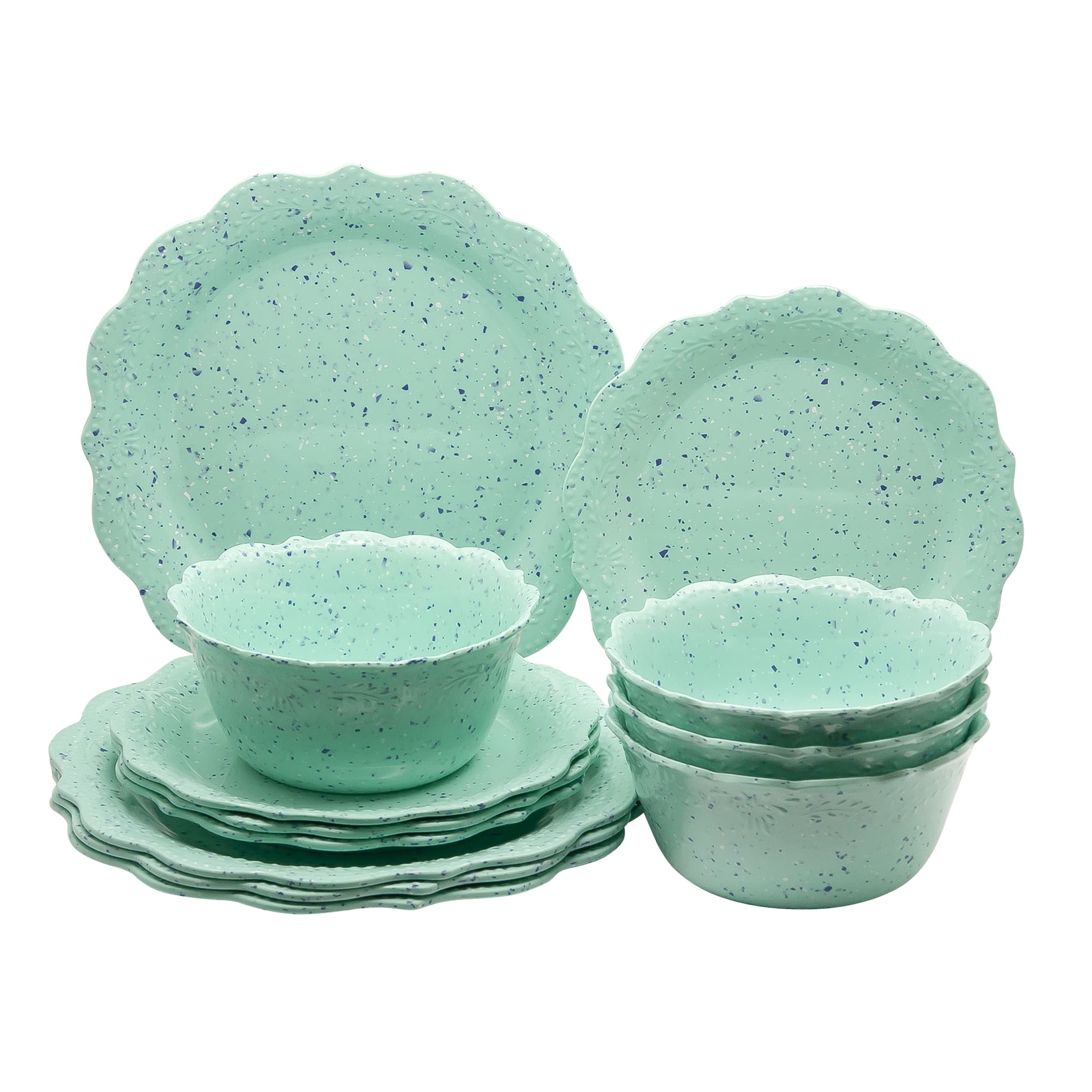 The Pioneer Woman Juliette 12-Piece Melamine Dinnerware Set, Teal
