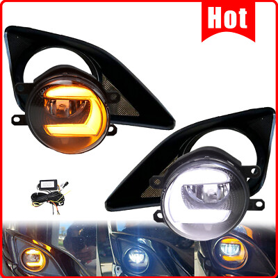DRL LED Fog Lights For 2009 2010 Toyota Corolla Clear Lens Turn Signal w/Wiring