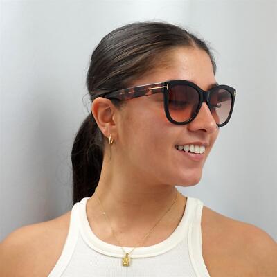 Pre-owned Tom Ford Sunglasses Wallace Ft0870 05f Black Havana Brown Gradient