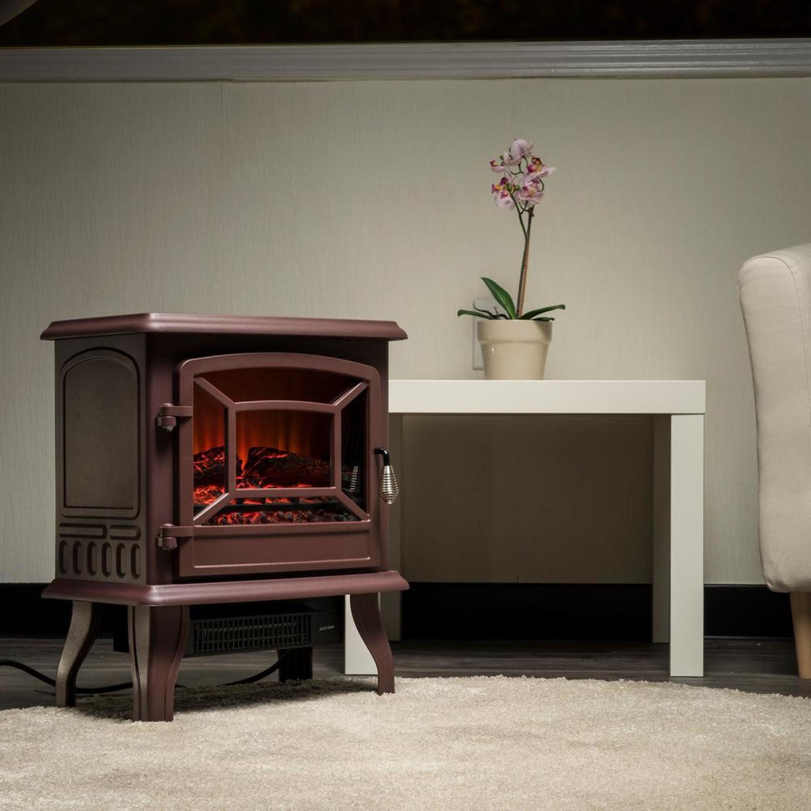 Compact Electric Fireplace Stove Space Heater In Brown Realistic Details About Compact Electric Fireplace Stove Space Heater In Brown Realistic Flame Logs