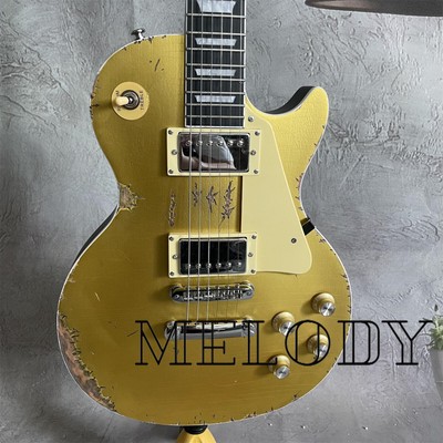 Relic Metallic Gold Top 6 Strings Electric Guitar Mahogany Neck Chrome Hardware