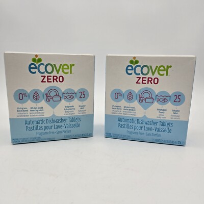 ECOVER Zero Automatic Dishwashing Tablets Vegan 25 Count 2 Boxes 50 Total 