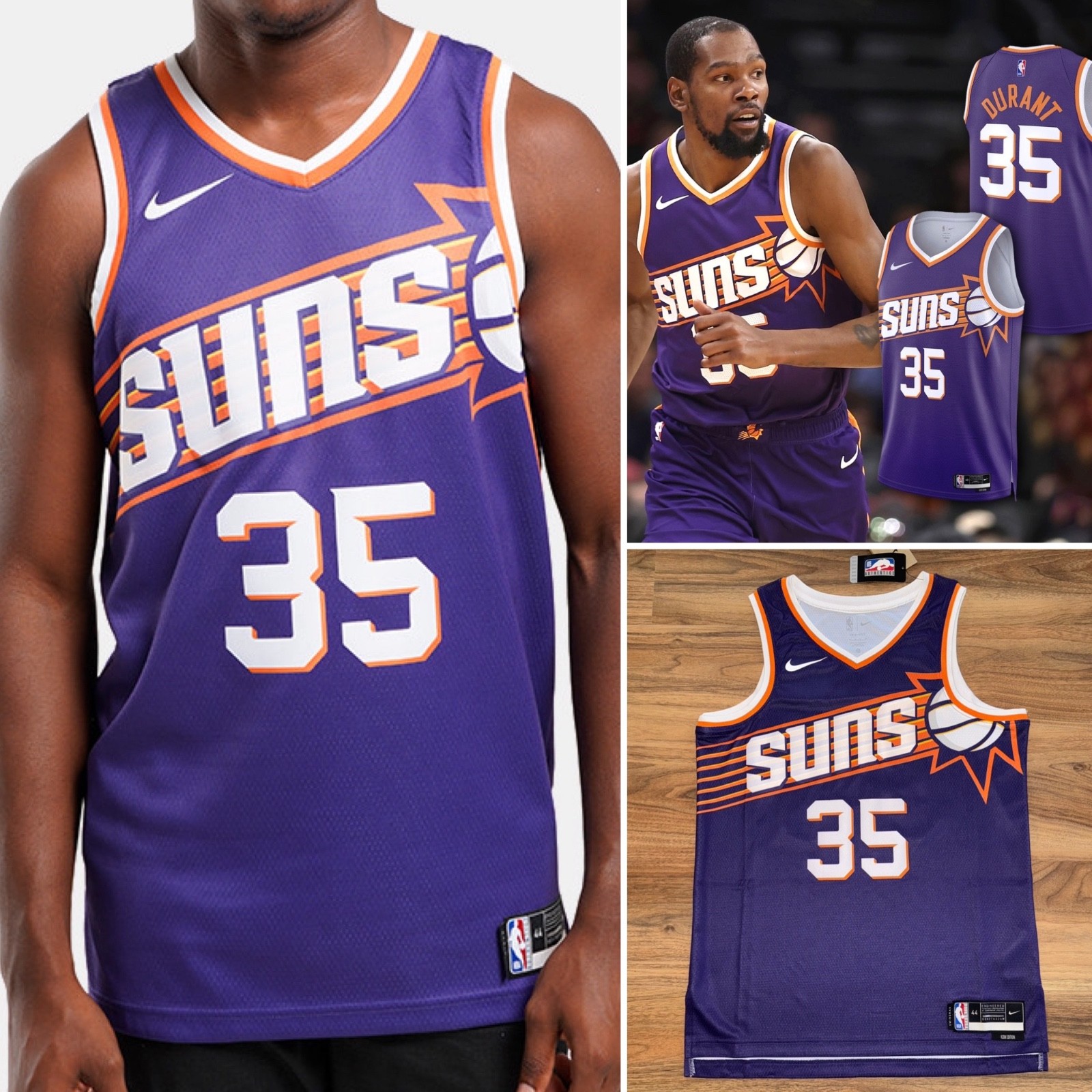 Nike NBA Phoenix Suns Kevin Durant Icon Edition Swingman Jersey DV4855 570 M 44