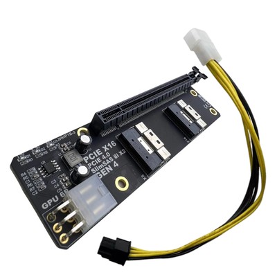 SlimSAS 8i x2 to PCIe4.0 x16 Slot Adapter SFF8654 Riser Card GEN4 for Network..
