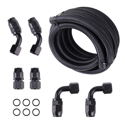 Stainless Steel Braided Fuel Line + 6PCS Swivel Fitting Hose End Set 10AN 12Feet