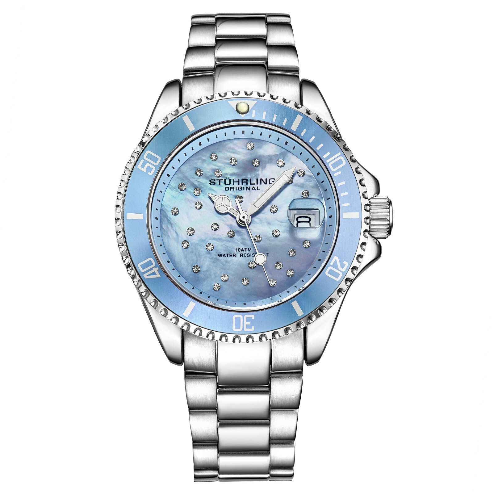 Stuhrling Damen Taucher 3977 Kristall Besetzt Fabige Ziffernblatt 100 Messgerät