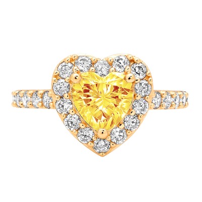 Pre-owned Pucci 2.25 Ct Heart Halo Natural Citrine Promise Bridal Wedding Ring 14k Yellow Gold