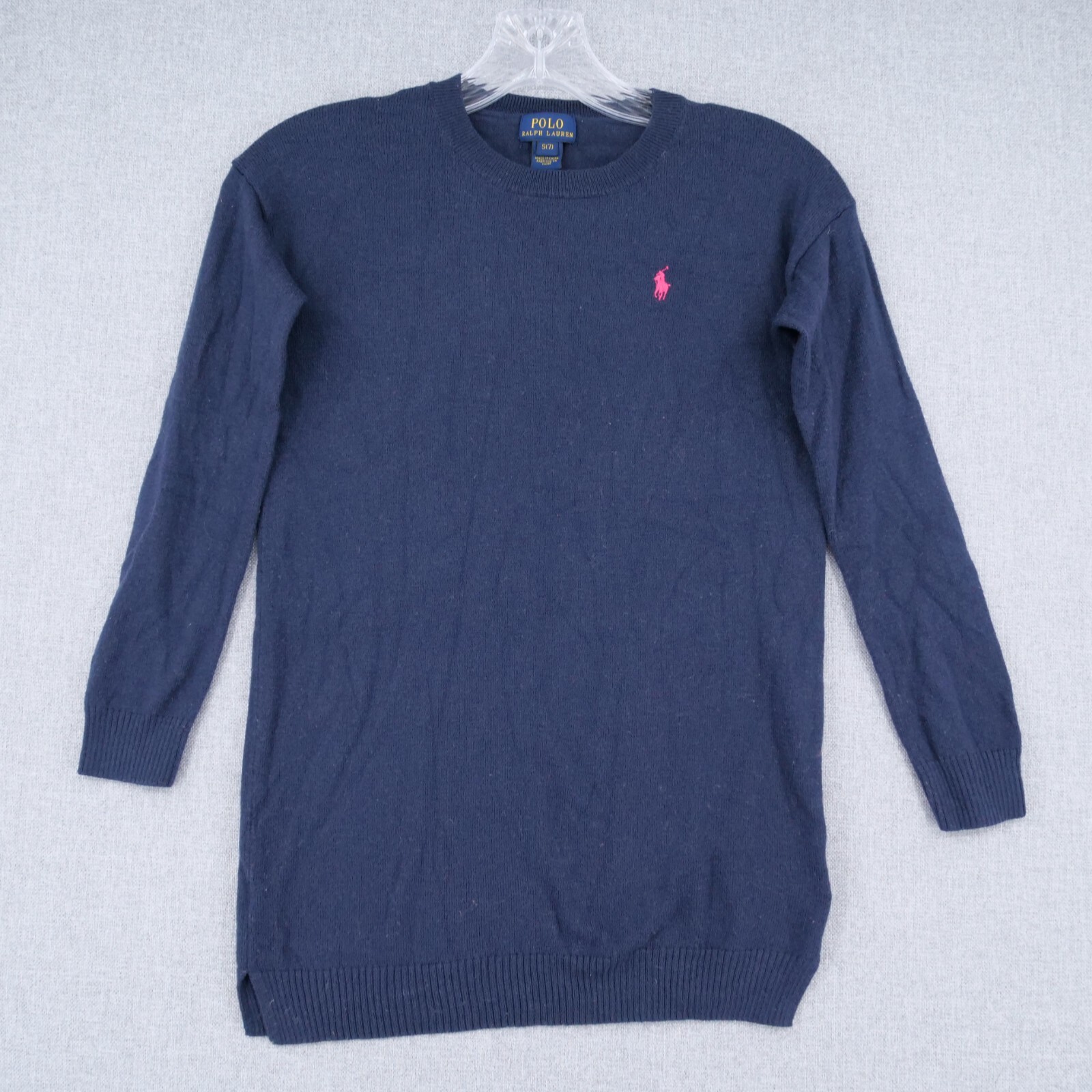 Polo Ralph Lauren Sweater YS Youth Small Blue Pink Pony Logo