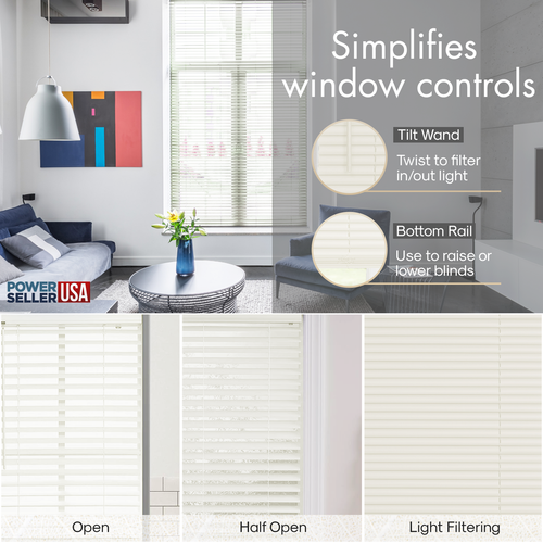 Window Blinds Mini Blind 1" Slat Vinyl Venetian Blinds - Black White Beige Gray