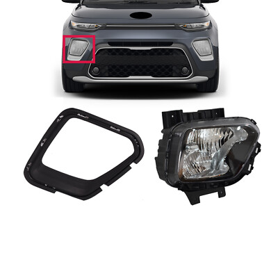 Fits Kia Soul 2020 2021 2022 Halogen Head Lamp With Trim Molding 2PCS Black RH
