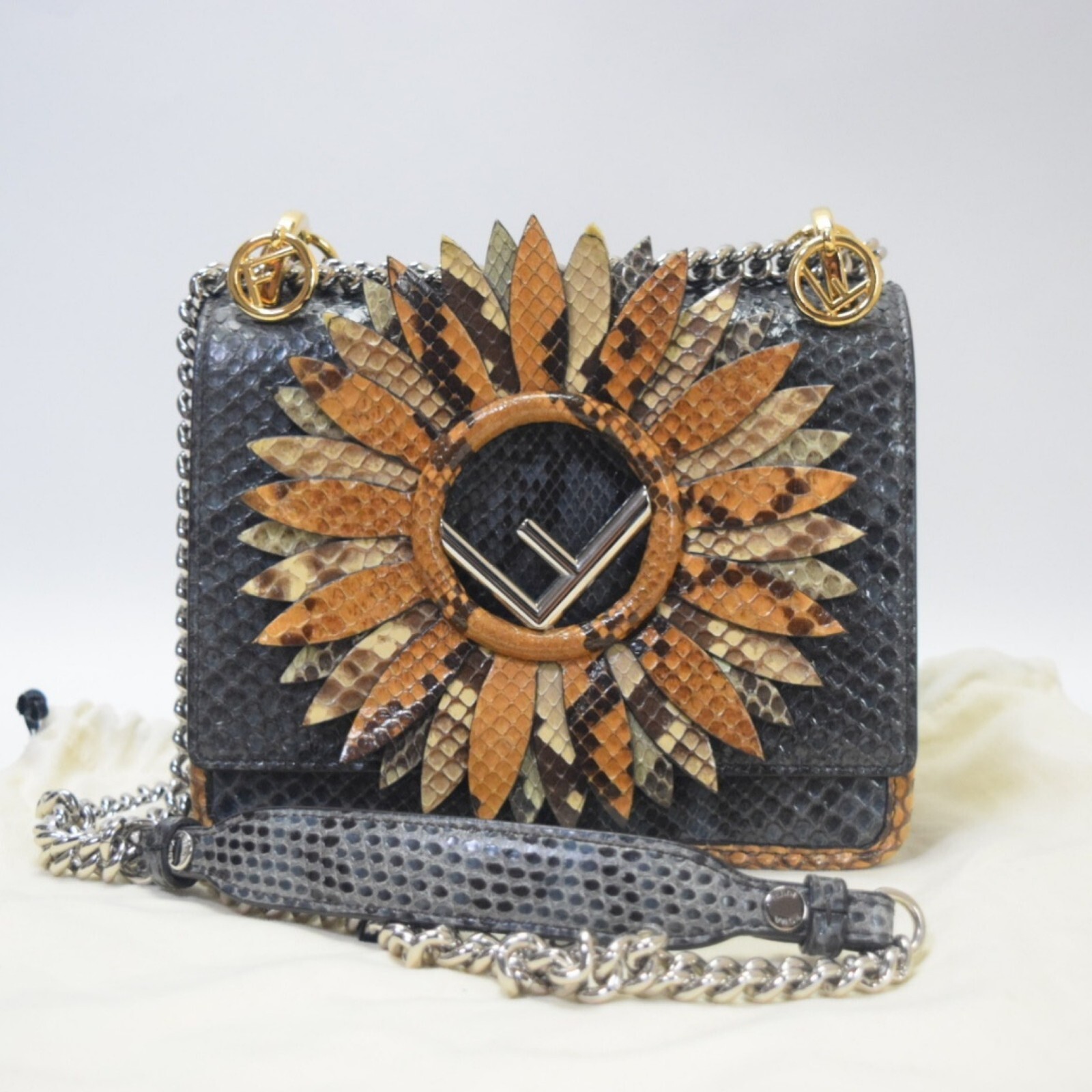 FENDI Mini Canai Shoulder Bag Cross Body 8BT286 Exotic