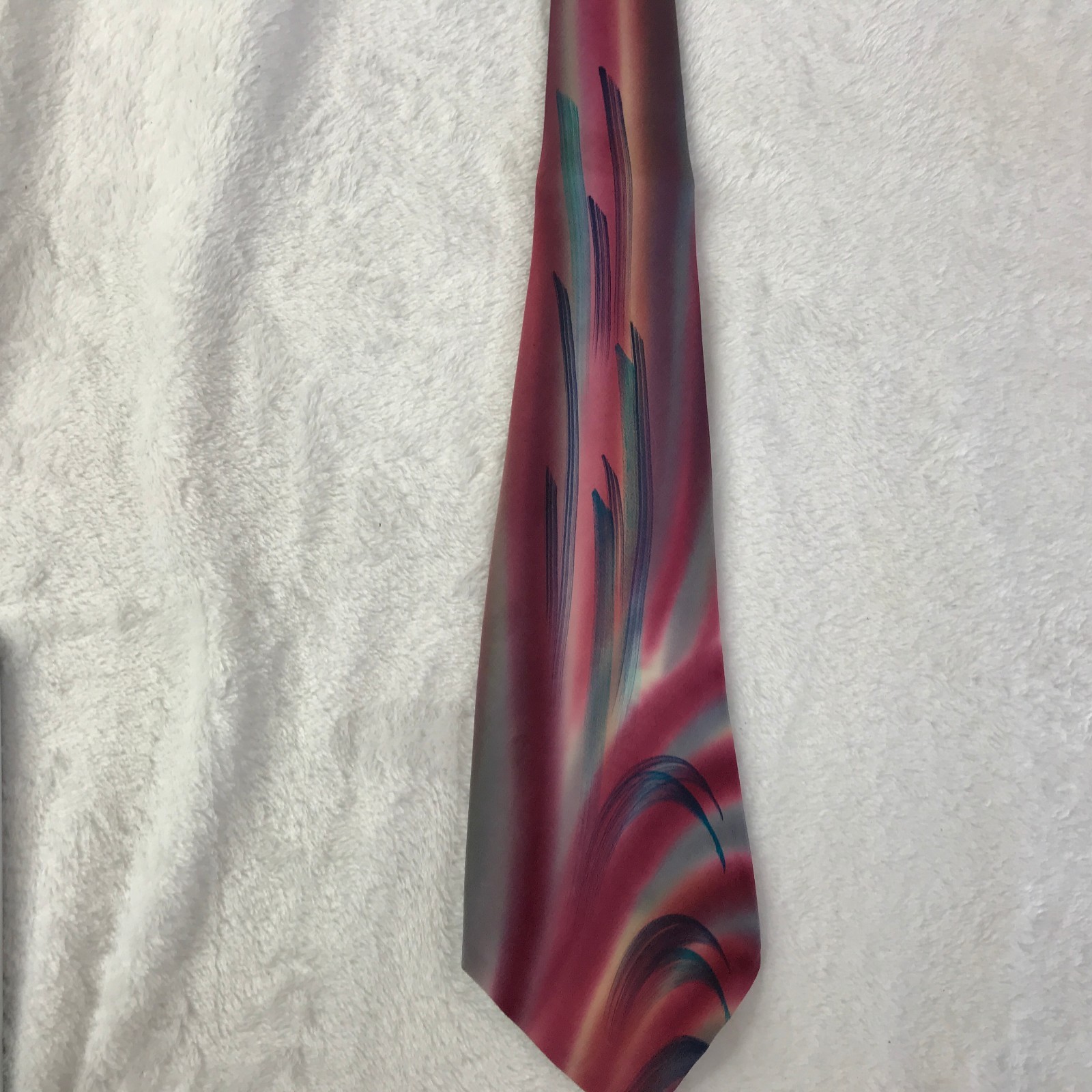 Vintage hand-painted silk necktie RARE Wolke & Kotler 1950s Signed Dufe