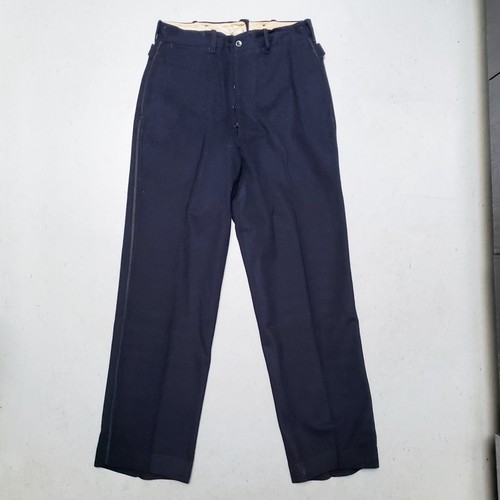 20s 30s Dark Navy Blue Wool Pants w Side Buckle Suspender