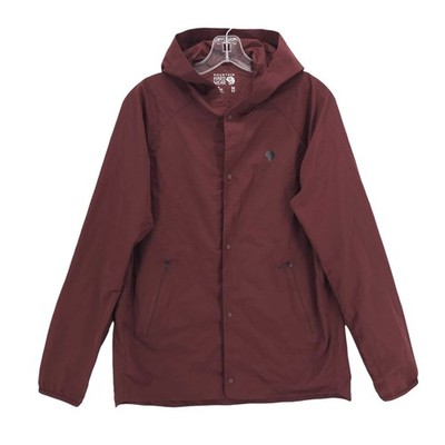 MOUNTAIN HARDWEAR Railay Jacket Hooded Lightweight Maroon Red Brown Snap MEDIUM
