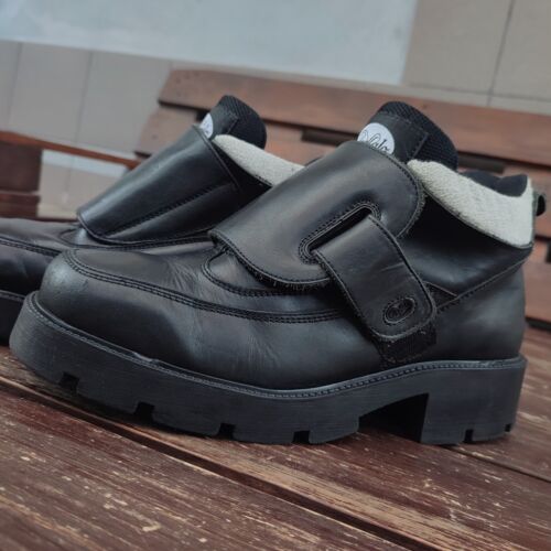 Vintage 90s Y2K Buffalo Black Leather Platform Heeled Chunky Vintage 90s Y2K Buffalo Black Leather Platform Heeled Chunky