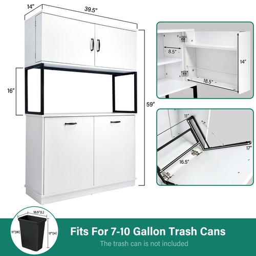 Kitchen Pantry Cabinet Tilt Out Trash Can Cabinet Hutch Storage Cupboard Cabinet