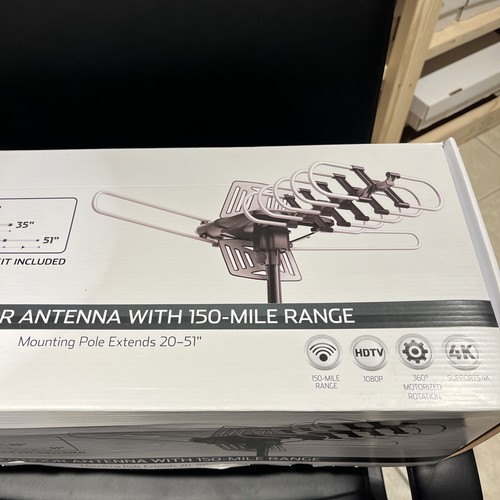 Onn 4k Hd Motorized Outdoor Tv Antenna With 150 Mile Range And Pole