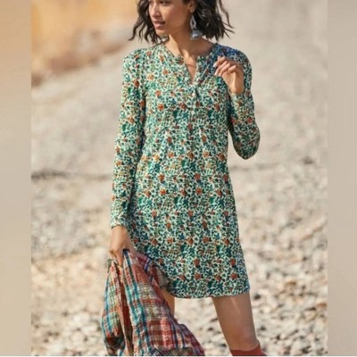 Peruvian Connection multicolor long sleeve Pima cotton Prairie Flower Dress XS