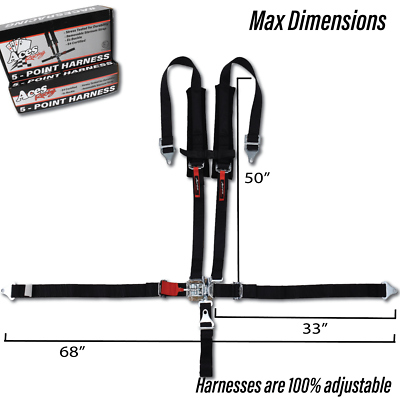 5 Pt. Off Road Harness (Black) E4 Certified-RZR UTV Jeep Buggy-Ultra Comfortable