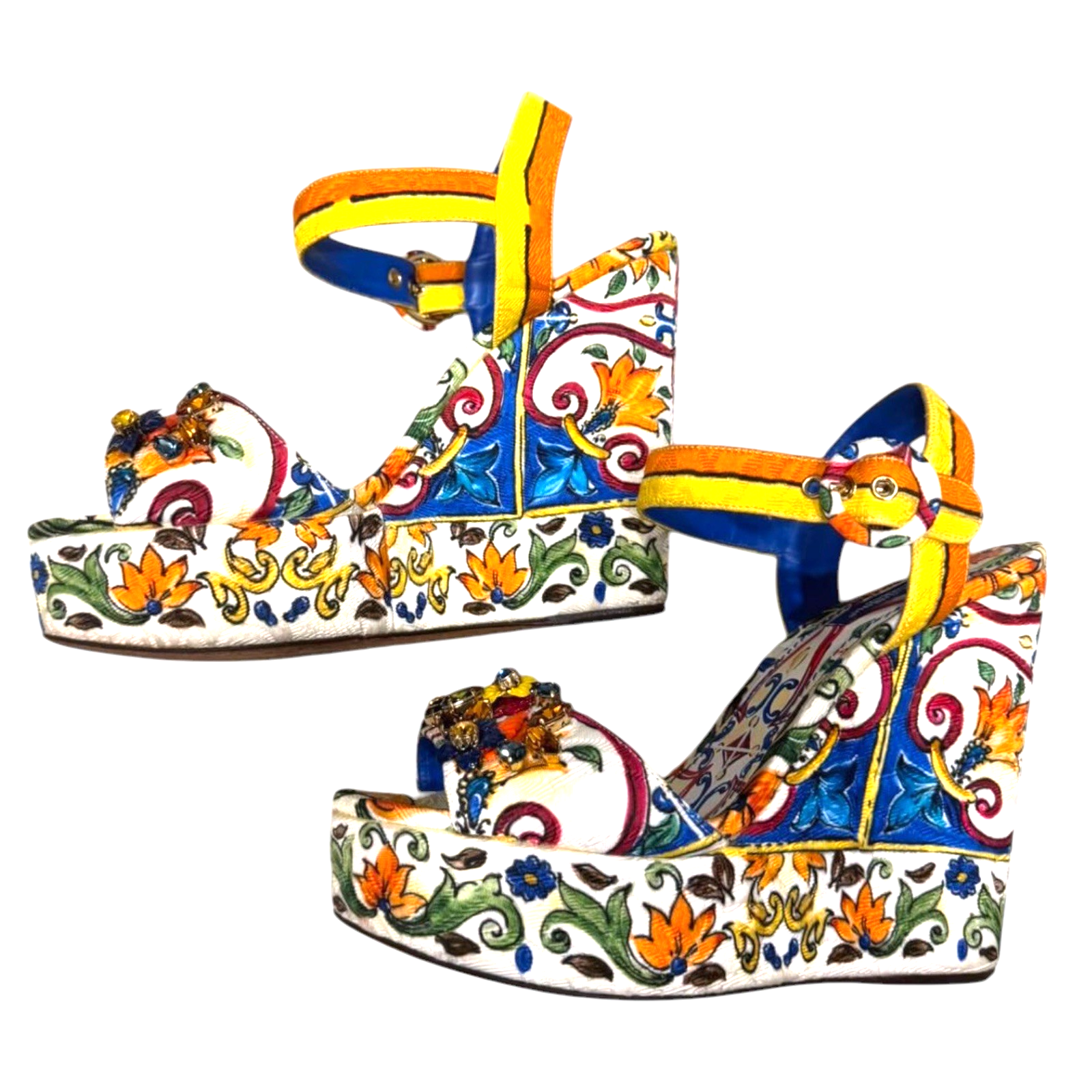 DOLCE & GABBANA Majolica Print Jacquard Crystal Embellished