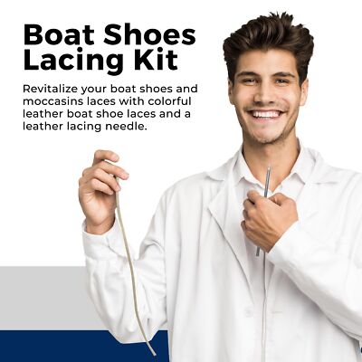 TOFL Leather Boat Shoe Lacing Kit | 45 inches | 1 Needle And 2 Strips [1 Pair]