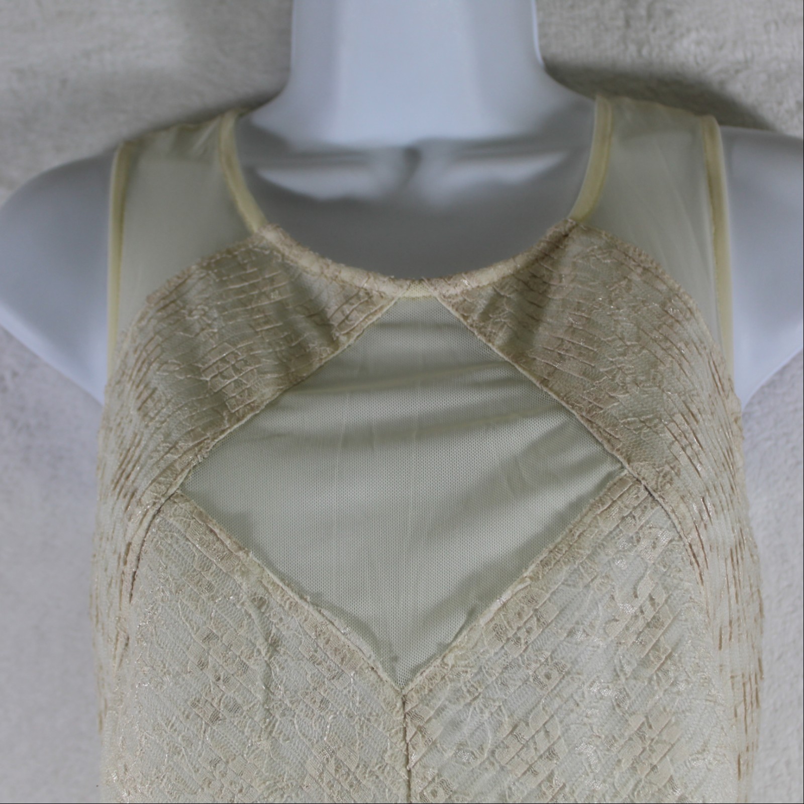 Pin and Needle womens fit and flare dress size S cream lace accordion pleat