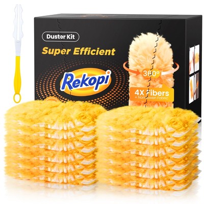 Super Efficient Duster Kit with 12 Duster Refills & 1 Handle Multisurface 360...