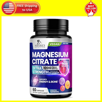 Magnesium Citrate Extra Strength 1000 Mg - Chelated for Max Absorption, Magnesiu