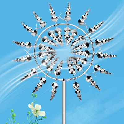 Magical 3D Wind Powered Kinetic Catchers Metal Windmill Sculpture Garden Unique