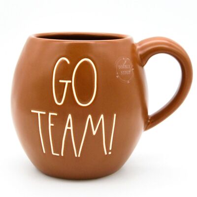 Rae Dunn Football Mug - ''Go Team'' 16oz Ceramic Football Shaped Coffee Mug Gift