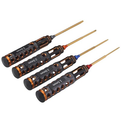 CNC Aluminum RC Metric Ball End Hex Driver RC Tool Set (4) 1.5, 2.0, 2.5, 3.0mm