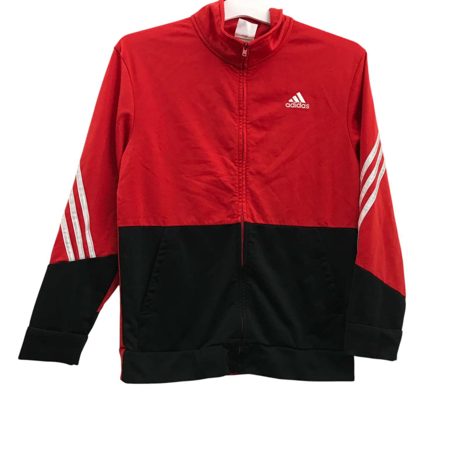 Adidas Boys Size L 14-16 Full Zip Track Jacket Red/White