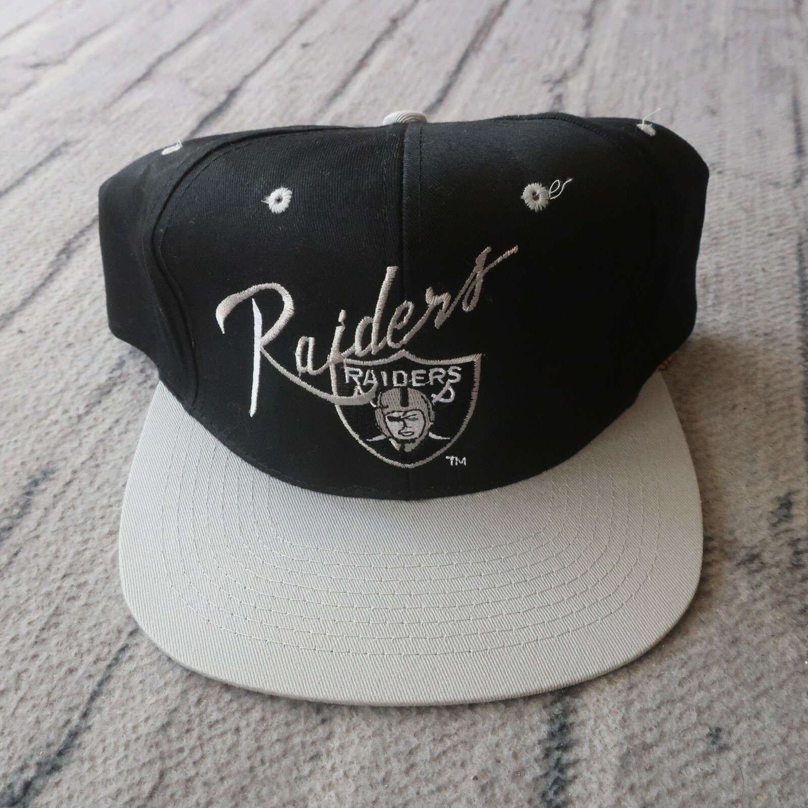 T.H【希少】90s New Era LosAngeles Raiders VTG 90s NFL Los Angeles Raiders Arch Logo SNAPBACK Hat New