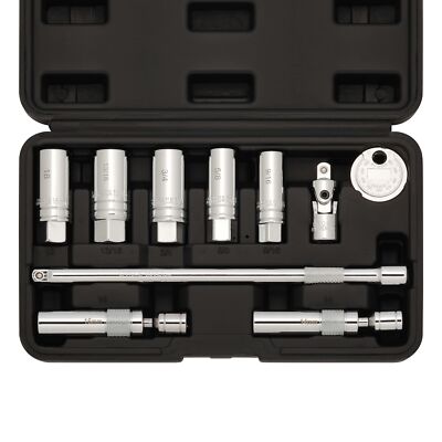 0PCS 3/8''Drive Magnetic Spark Plug Socket Set, 6PT&12PT Extension Bar CR-V Steel