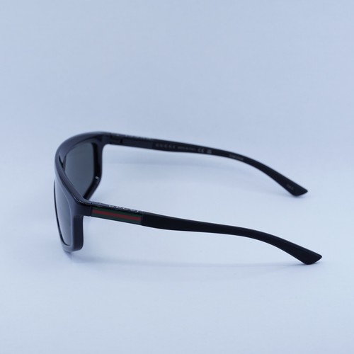 Pre-owned Gucci Gg1736s 001 Shiny Solid Black/grey 99-1-145 Sunglasses In Gray