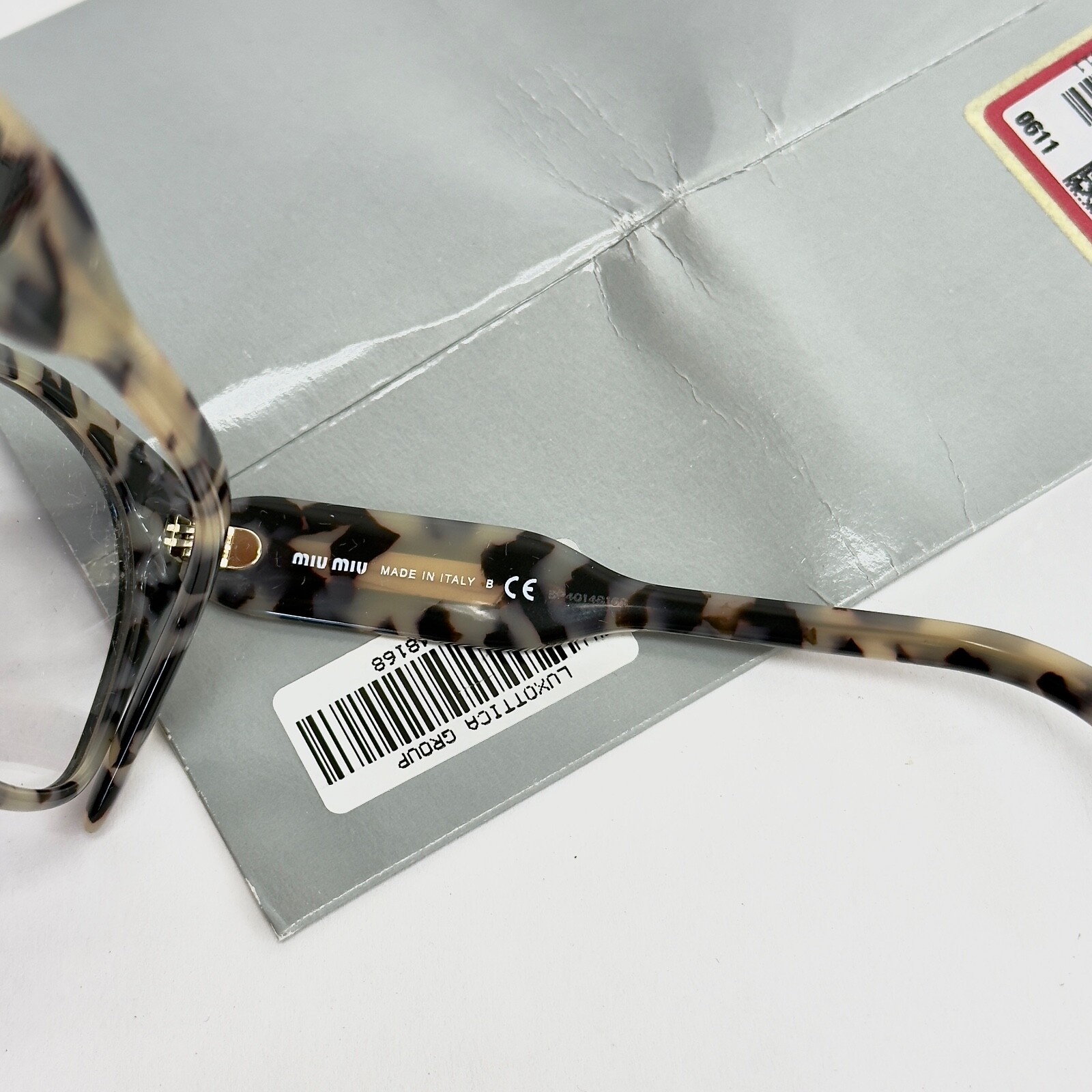 Pre-owned Miu Miu Logomania Crystal 02r Black Sand Havana 52mm Eyeglasses Frame Mu02rv In Demo Lens
