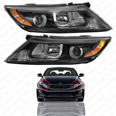 For 2014 2015 Kia Optima Halogen Headlight Projector w/o LED w/ Bulb Pair 2pc 