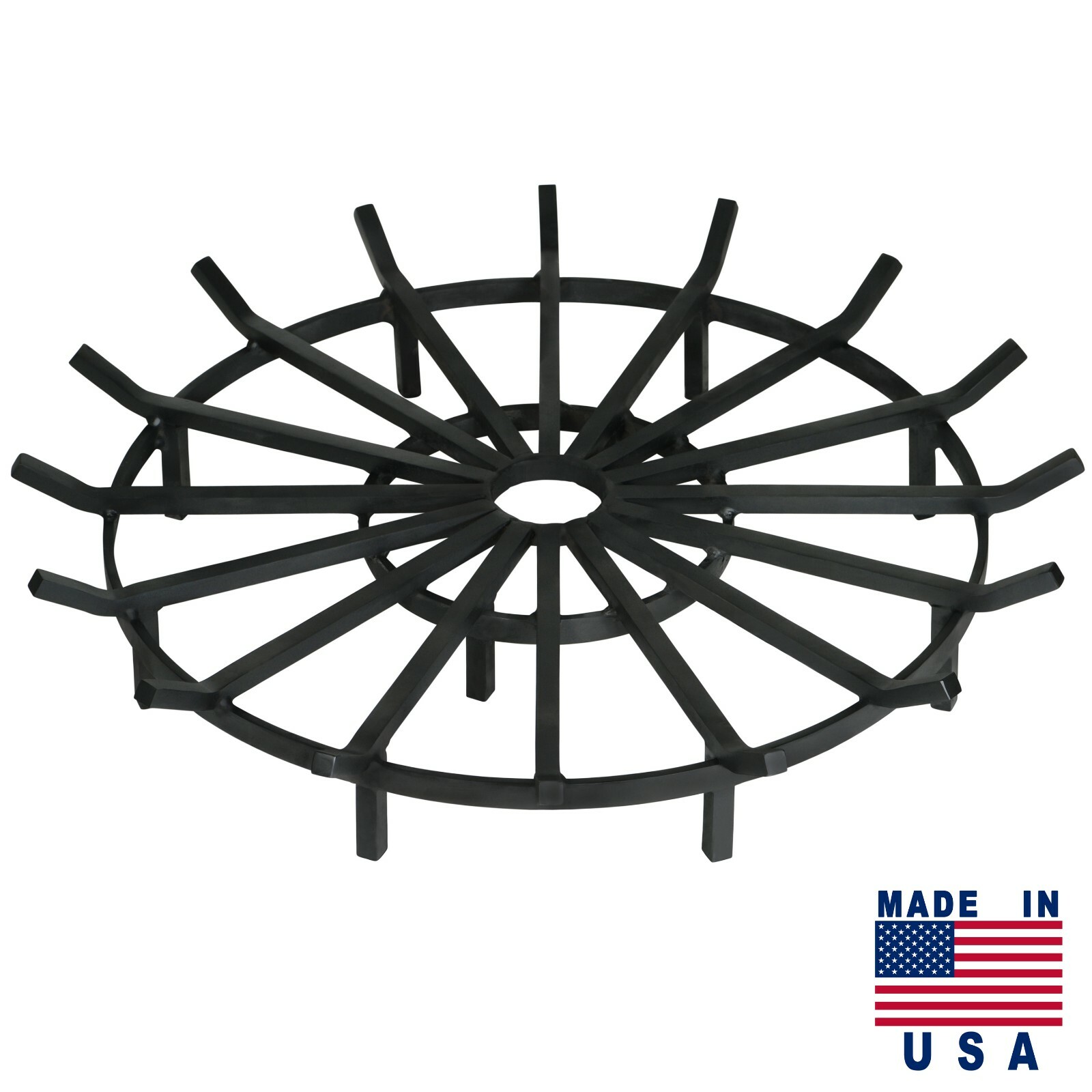 Super Heavy Duty Wagon Wheel Firewood Grate for Fire Pit - Made in USA