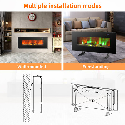 42" Electric Fireplace Wall Mounted & Freestanding Heater Remote Control 1500W