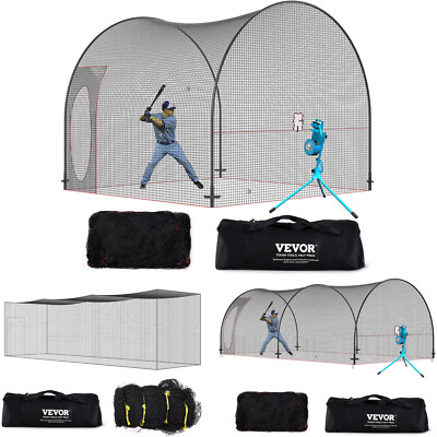 VEVOR 12/40/33/22FT Softball Baseball Cage Net and Frame Heavy Duty Pitching