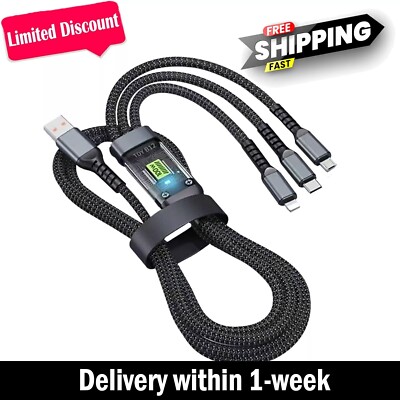 FIRSTING 3 in 1 Fast USB Charging Cable Phone Date Charger Cord MFi Certified