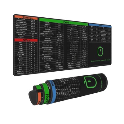 Computer Office Power Point Excel Word Shortcut Keys Mouse Pad XL 31.5X11.8 Inch