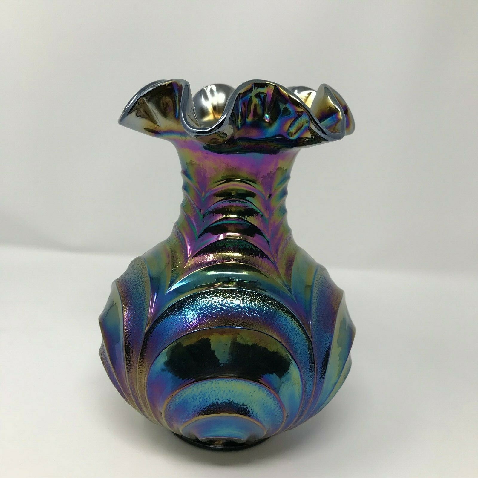 カーニバルガラス　CARNIVALGLASS フェントン FENTON USA FENTON Art Glass Carnival Glass Drapery Vase Circa 1960's