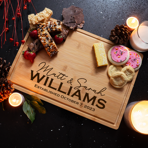 Custom Engraved Personalized Bamboo Cutting Board Wedding Cute Housewarming Gift