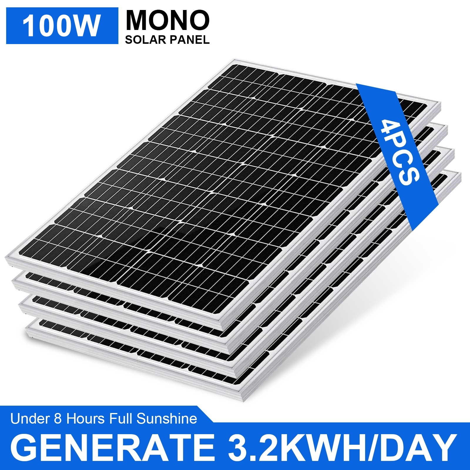 400Watt 12V Monocrystalline Solar Panel High Efficiency Home RV Camping Off Grid